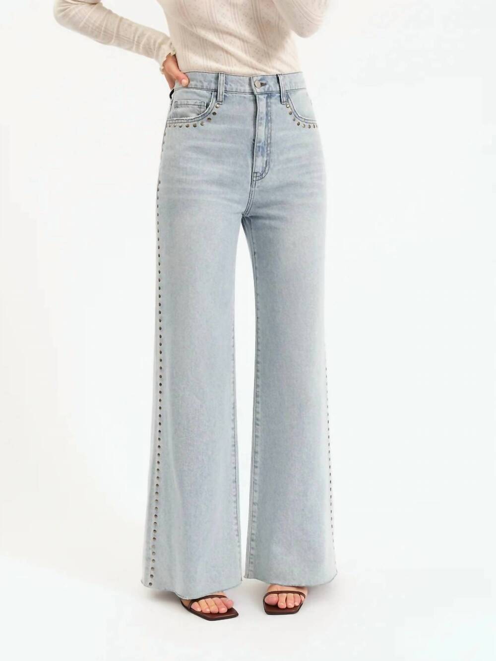 NEW DAZE far out high rise wide leg jeans in let's dance